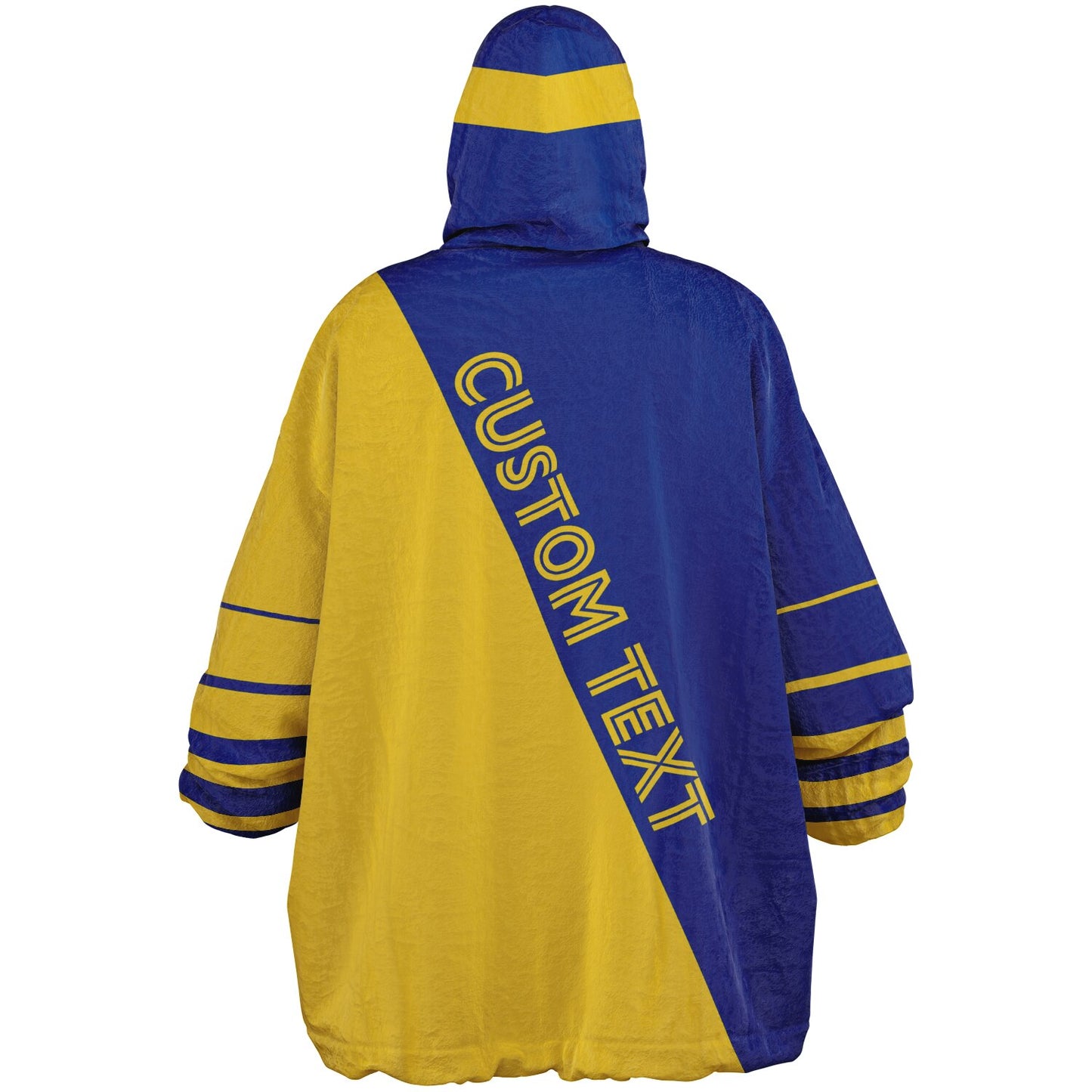 Blue and yellow reversible snug hoodie with soft interior lining and casual everyday style for football fans.