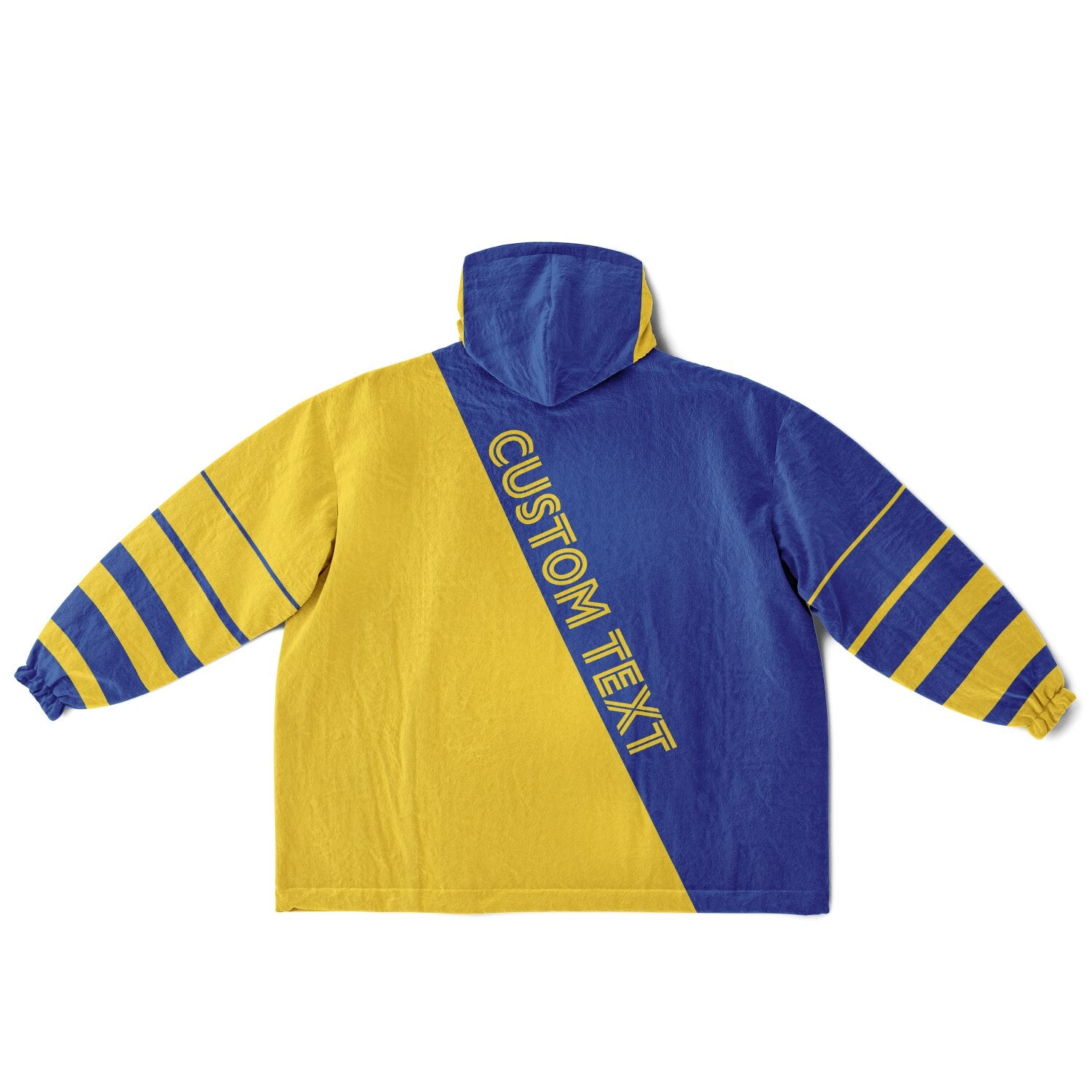 Blue and yellow reversible snug hoodie with soft interior lining and casual everyday style for football fans.
