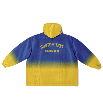 Blue and yellow reversible snug hoodie with soft interior lining and casual everyday style for football fans.