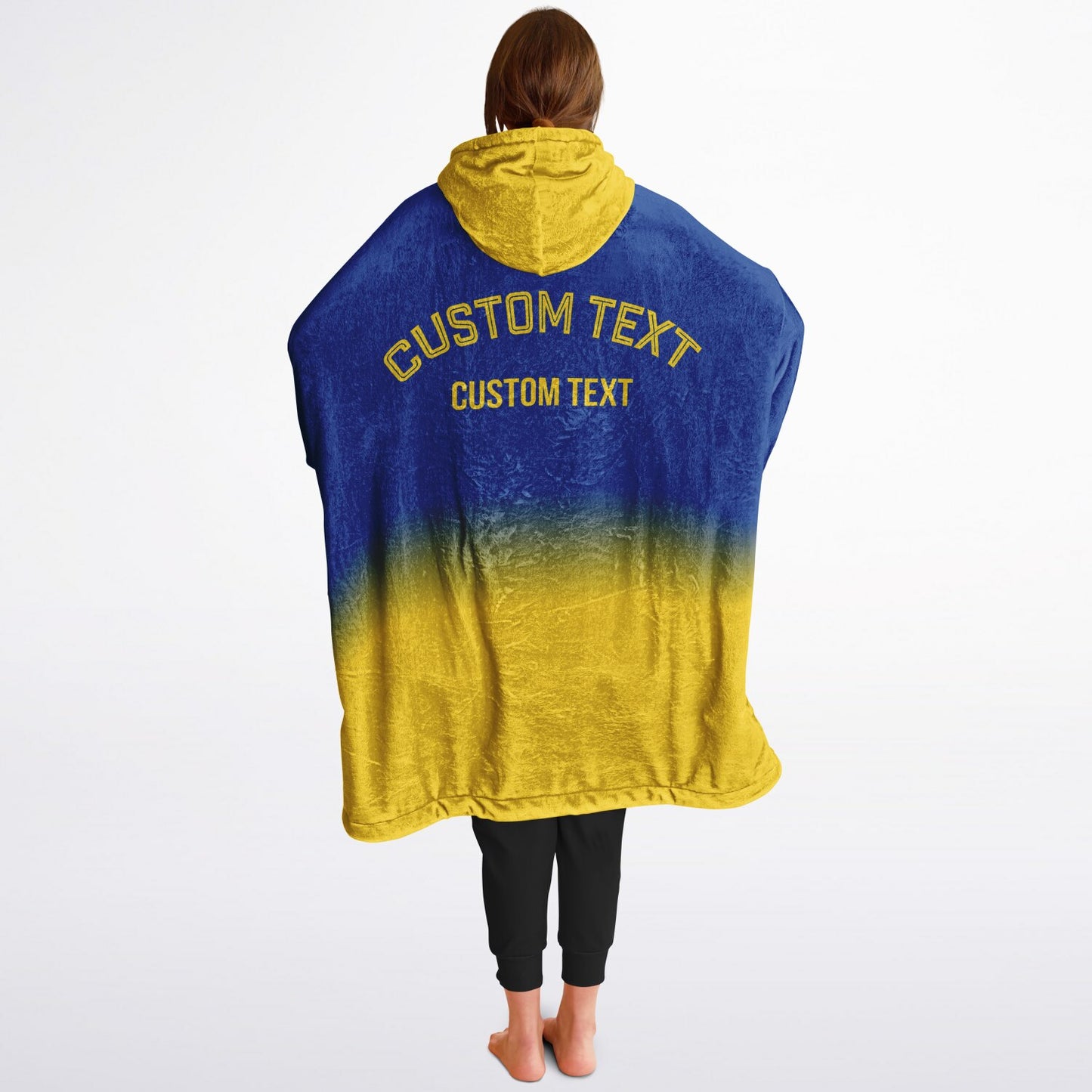 Blue and yellow reversible snug hoodie with soft interior lining and casual everyday style for football fans.