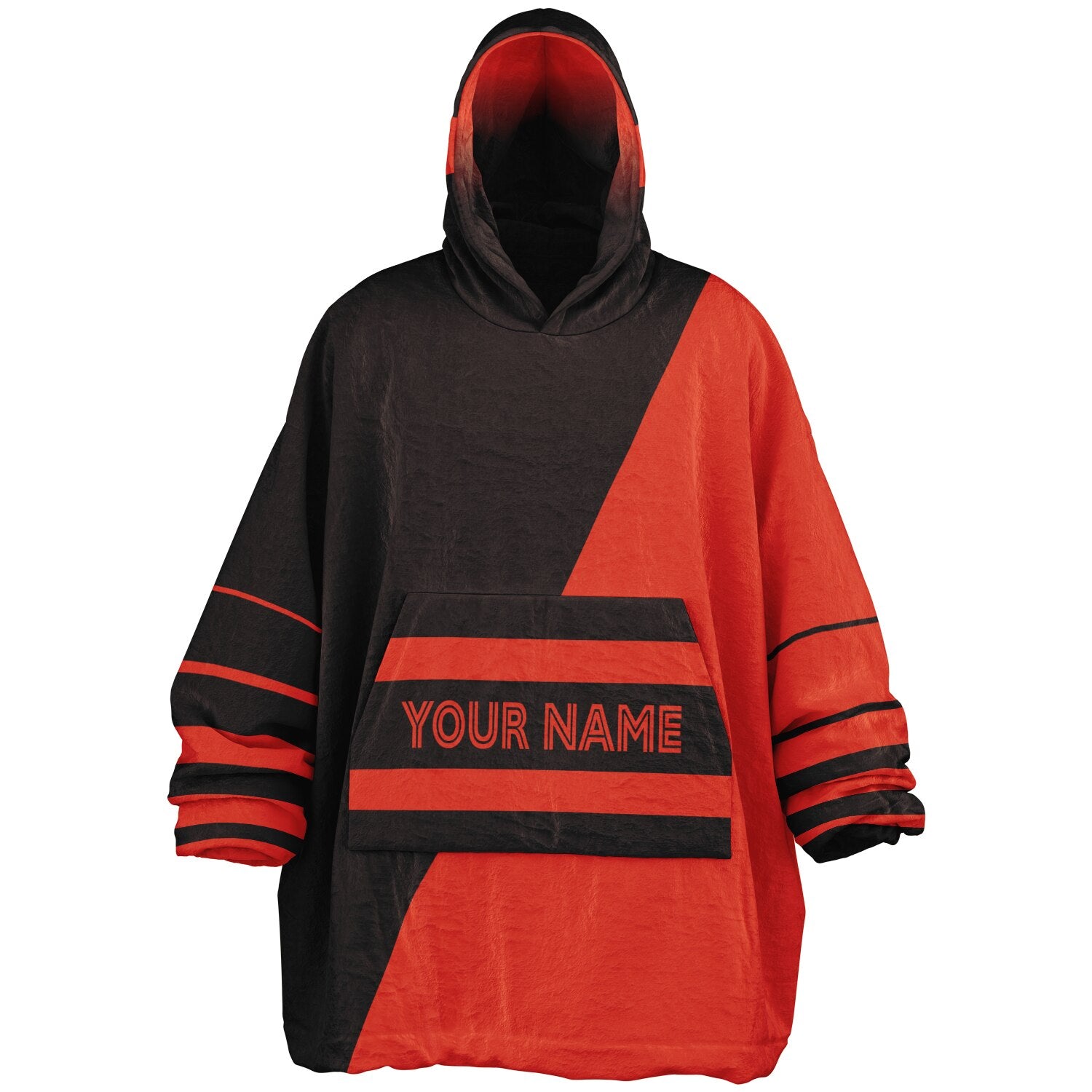Brown and orange reversible snug hoodie with soft interior lining and casual everyday style for football fans.