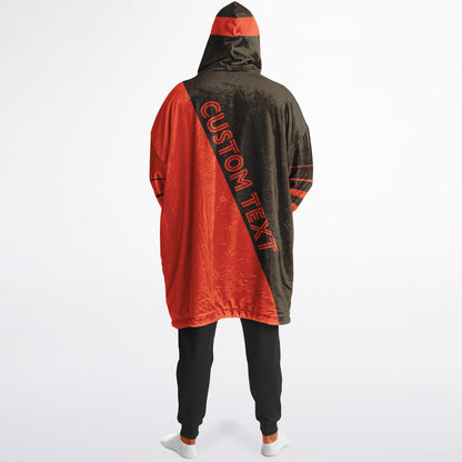 Brown and orange reversible snug hoodie with soft interior lining and casual everyday style for football fans.