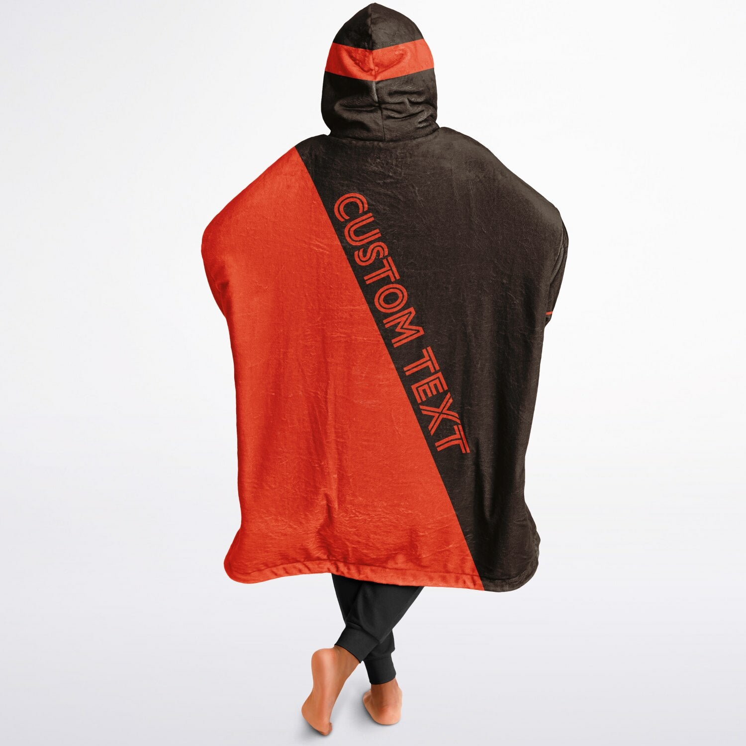Brown and orange reversible snug hoodie with soft interior lining and casual everyday style for football fans.