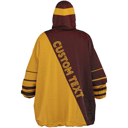 Burgundy and gold reversible snug hoodie with soft interior lining and casual everyday style for football fans.
