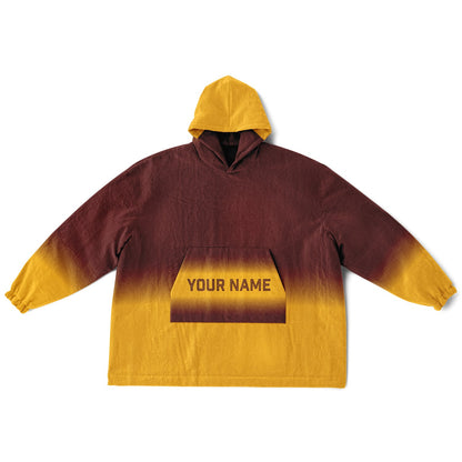 Burgundy and gold reversible snug hoodie with soft interior lining and casual everyday style for football fans.