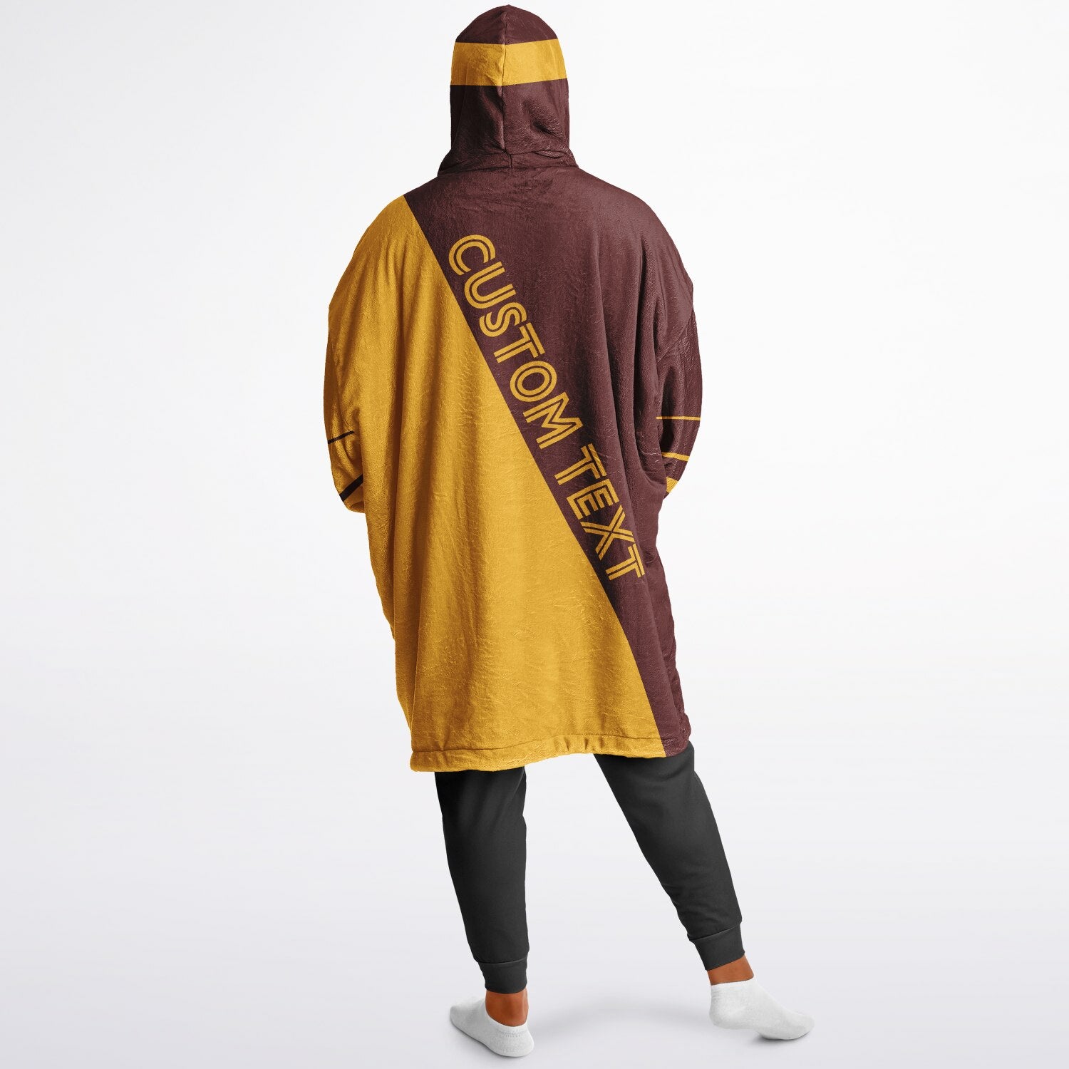 Burgundy and gold reversible snug hoodie with soft interior lining and casual everyday style for football fans.