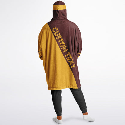 Burgundy and gold reversible snug hoodie with soft interior lining and casual everyday style for football fans.