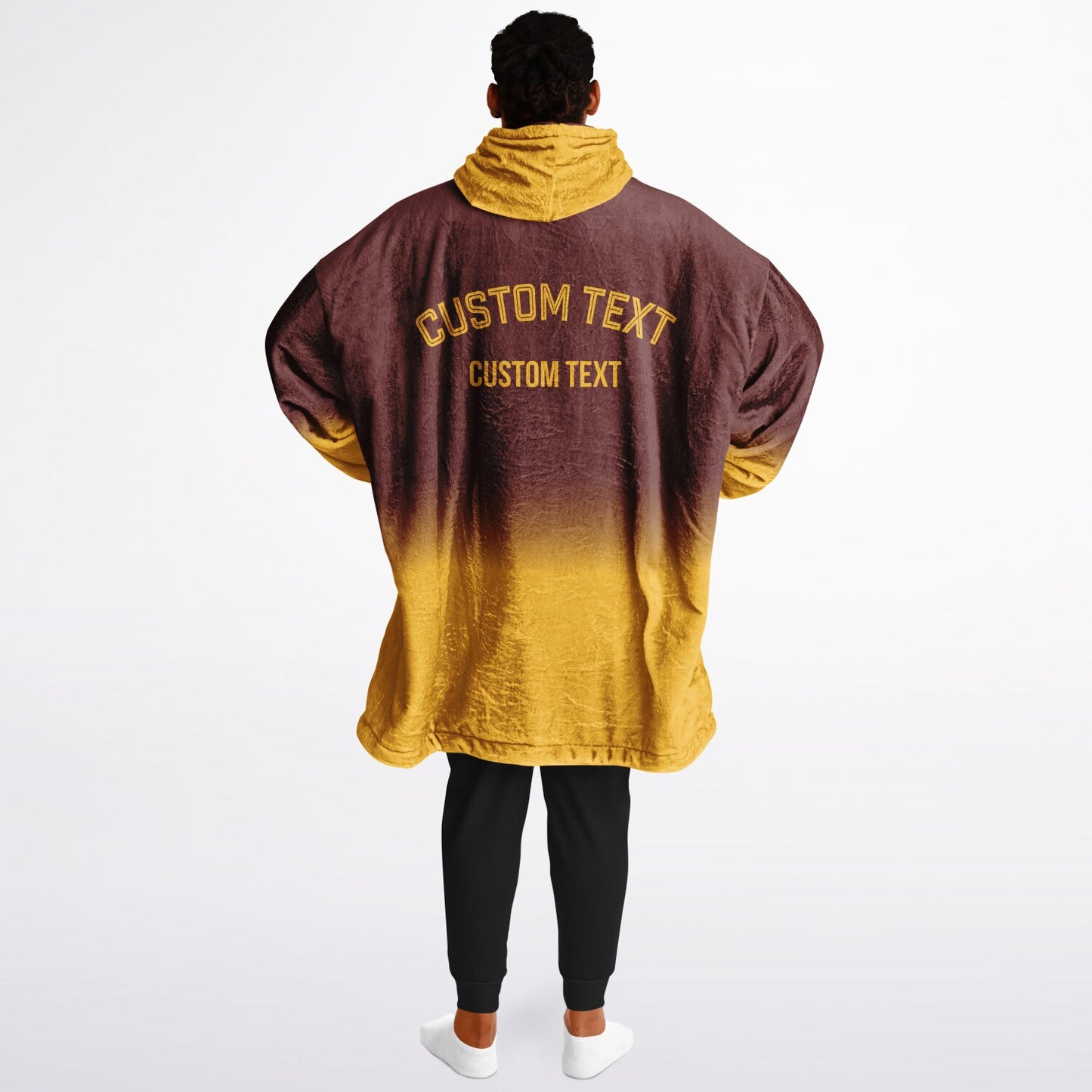 Burgundy and gold reversible snug hoodie with soft interior lining and casual everyday style for football fans.