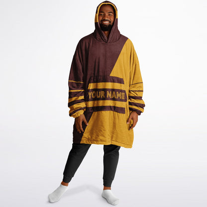 Burgundy and gold reversible snug hoodie with soft interior lining and casual everyday style for football fans.