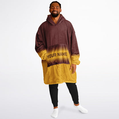 Burgundy and gold reversible snug hoodie with soft interior lining and casual everyday style for football fans.