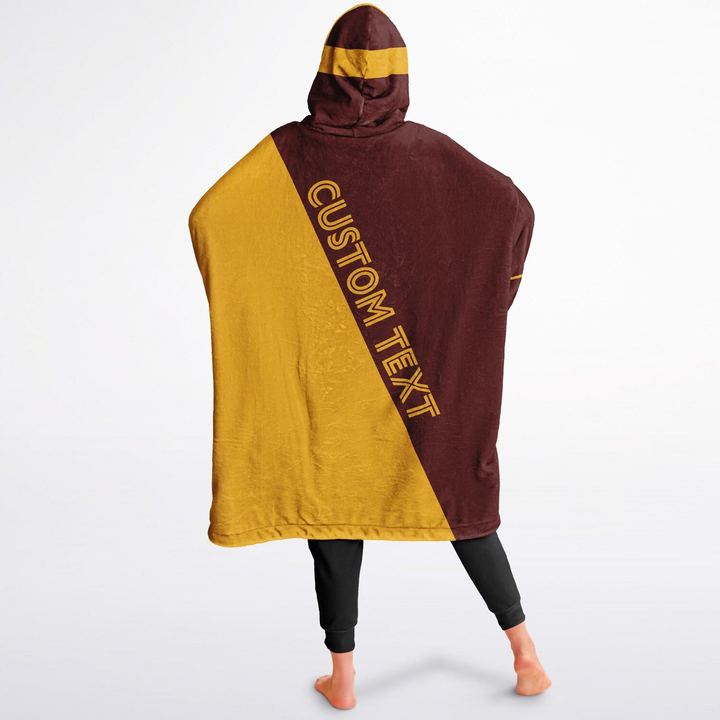 Burgundy and gold reversible snug hoodie with soft interior lining and casual everyday style for football fans.