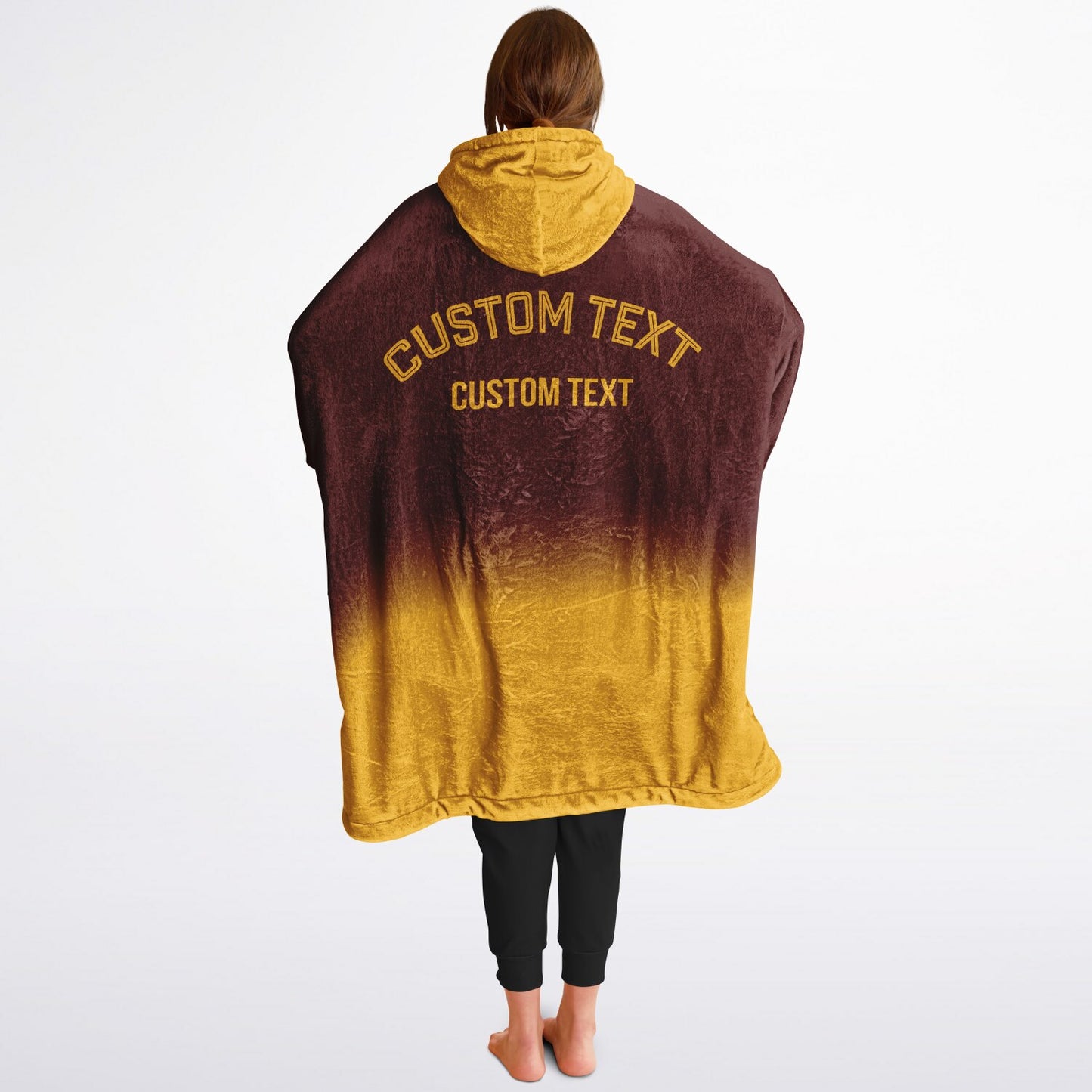 Burgundy and gold reversible snug hoodie with soft interior lining and casual everyday style for football fans.
