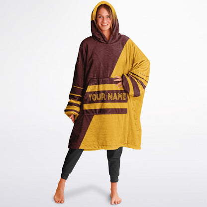 Burgundy and gold reversible snug hoodie with soft interior lining and casual everyday style for football fans.