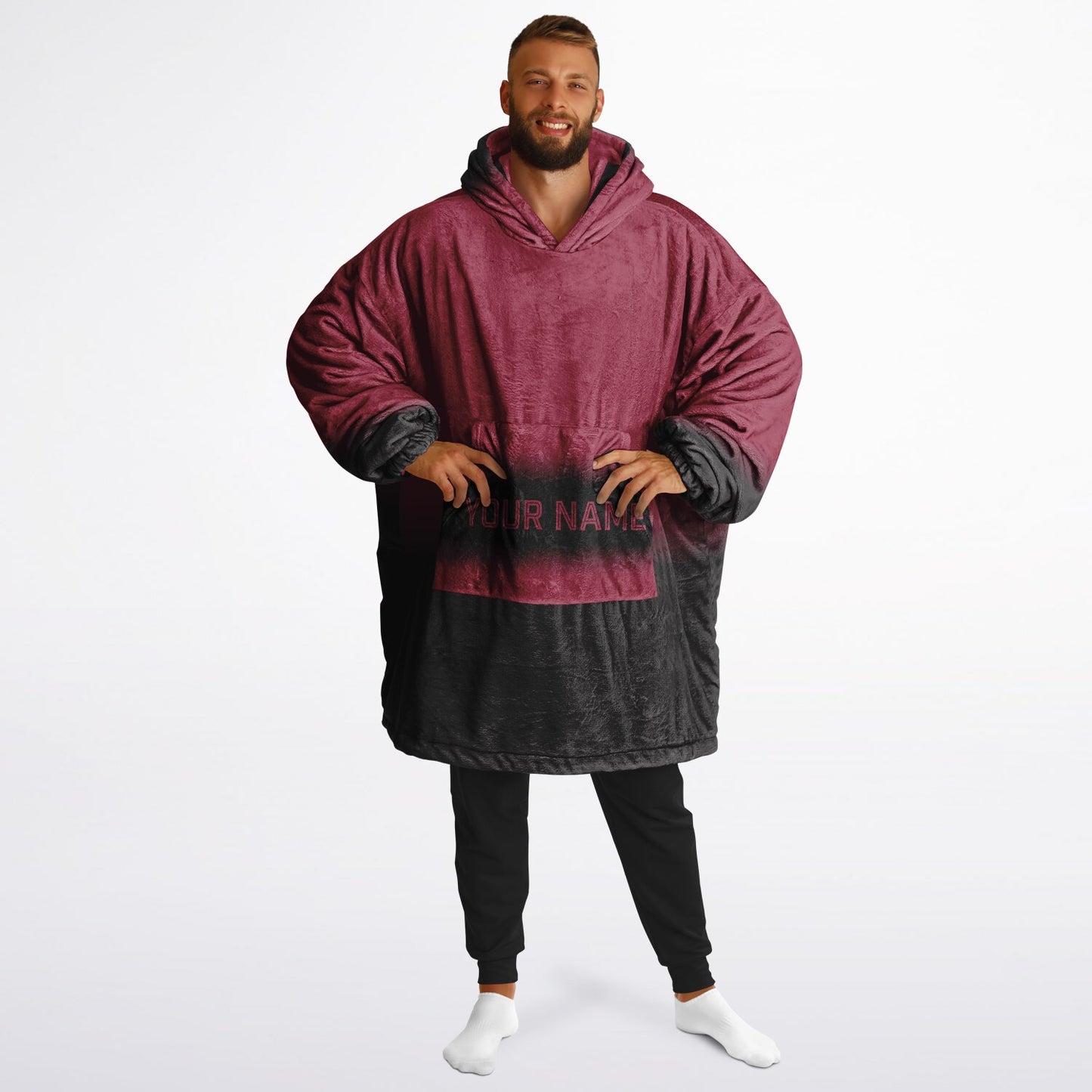 Cardinal red and black reversible snug hoodie with soft interior lining and casual everyday style for football fans.