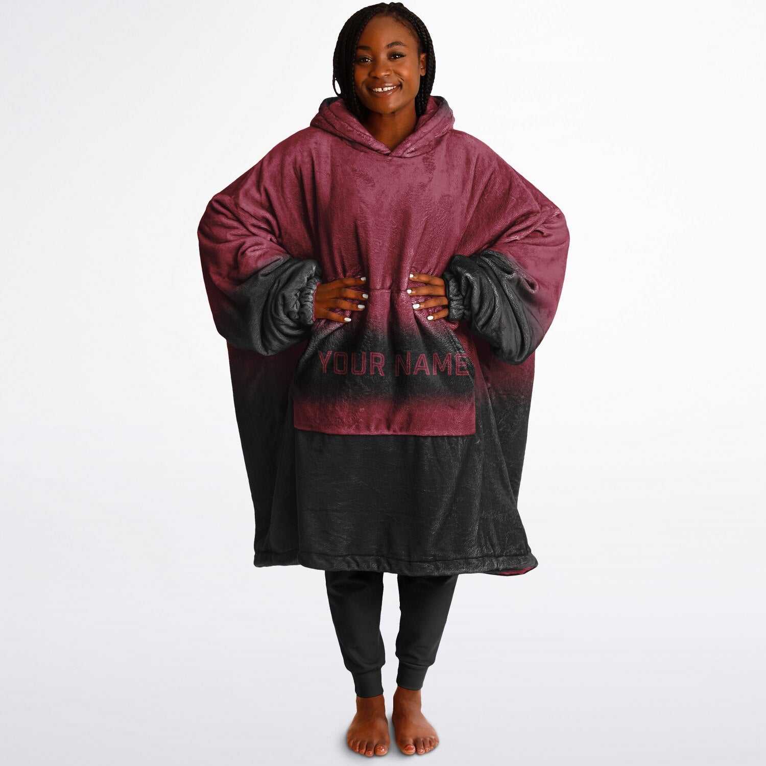 Cardinal red and black reversible snug hoodie with soft interior lining and casual everyday style for football fans.