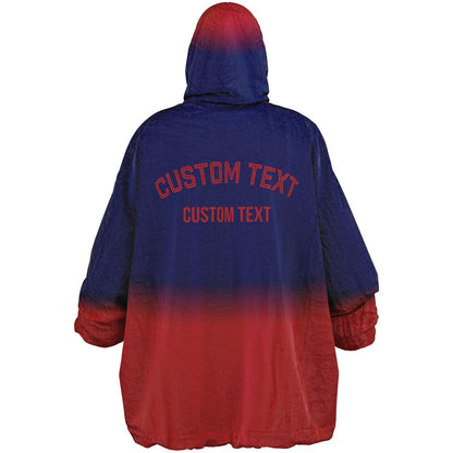 Dark blue and red reversible snug hoodie with soft interior lining and casual everyday style for football fans.