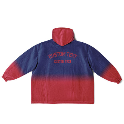 Dark blue and red reversible snug hoodie with soft interior lining and casual everyday style for football fans.