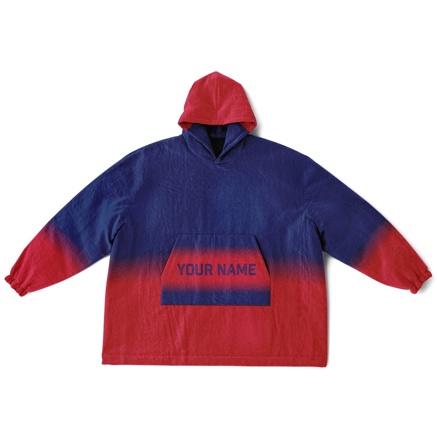Dark blue and red reversible snug hoodie with soft interior lining and casual everyday style for football fans.