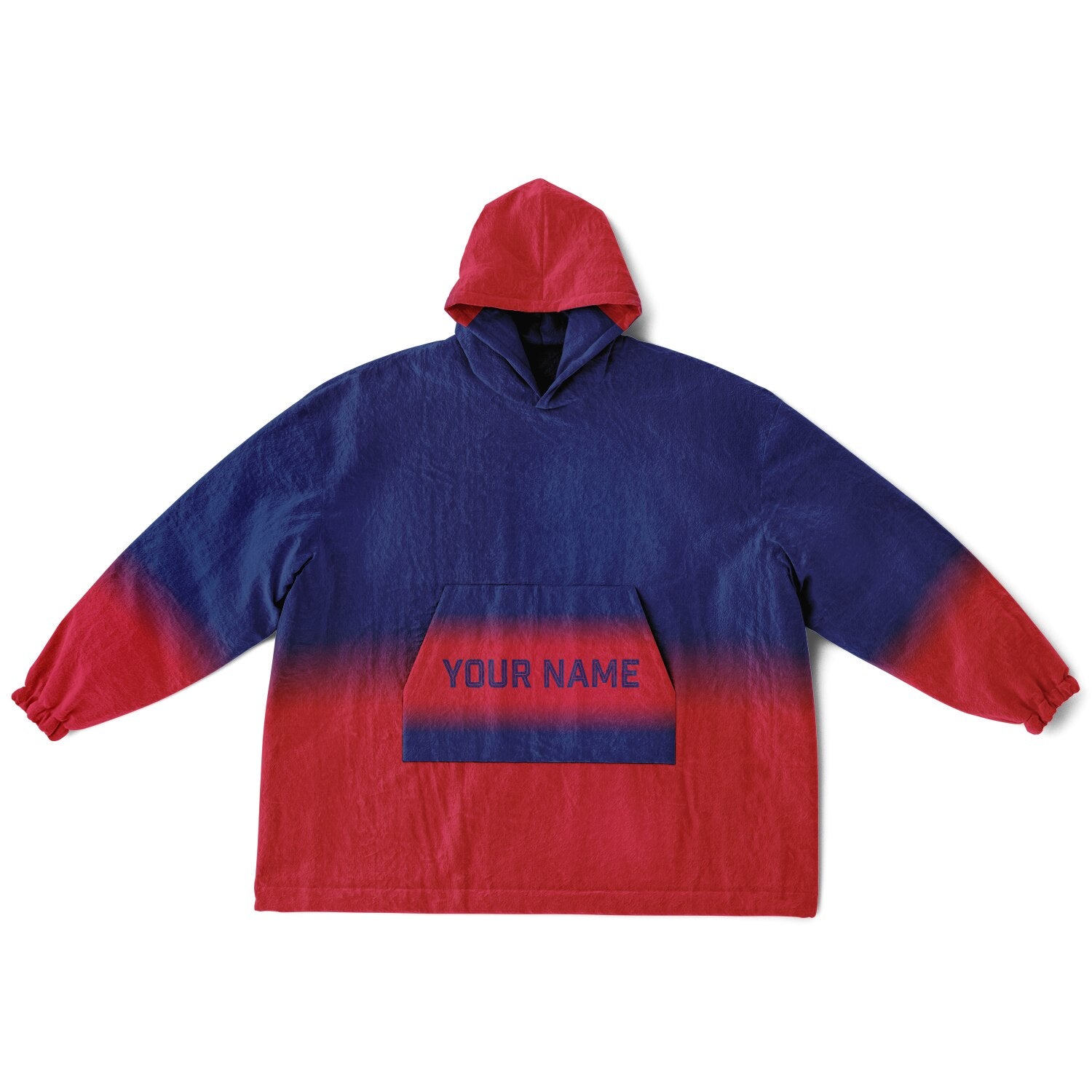 Dark blue and red reversible snug hoodie with soft interior lining and casual everyday style for football fans.