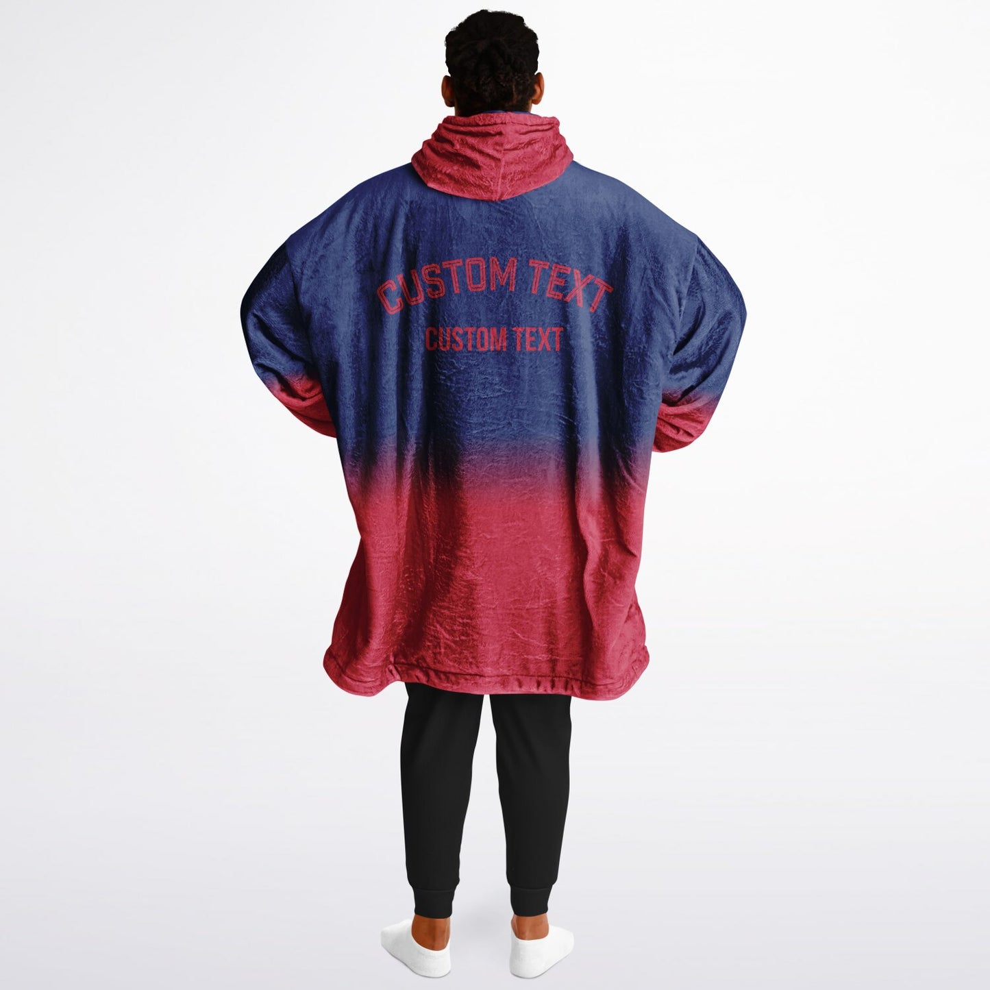 Dark blue and red reversible snug hoodie with soft interior lining and casual everyday style for football fans.