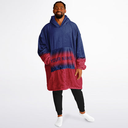 Dark blue and red reversible snug hoodie with soft interior lining and casual everyday style for football fans.
