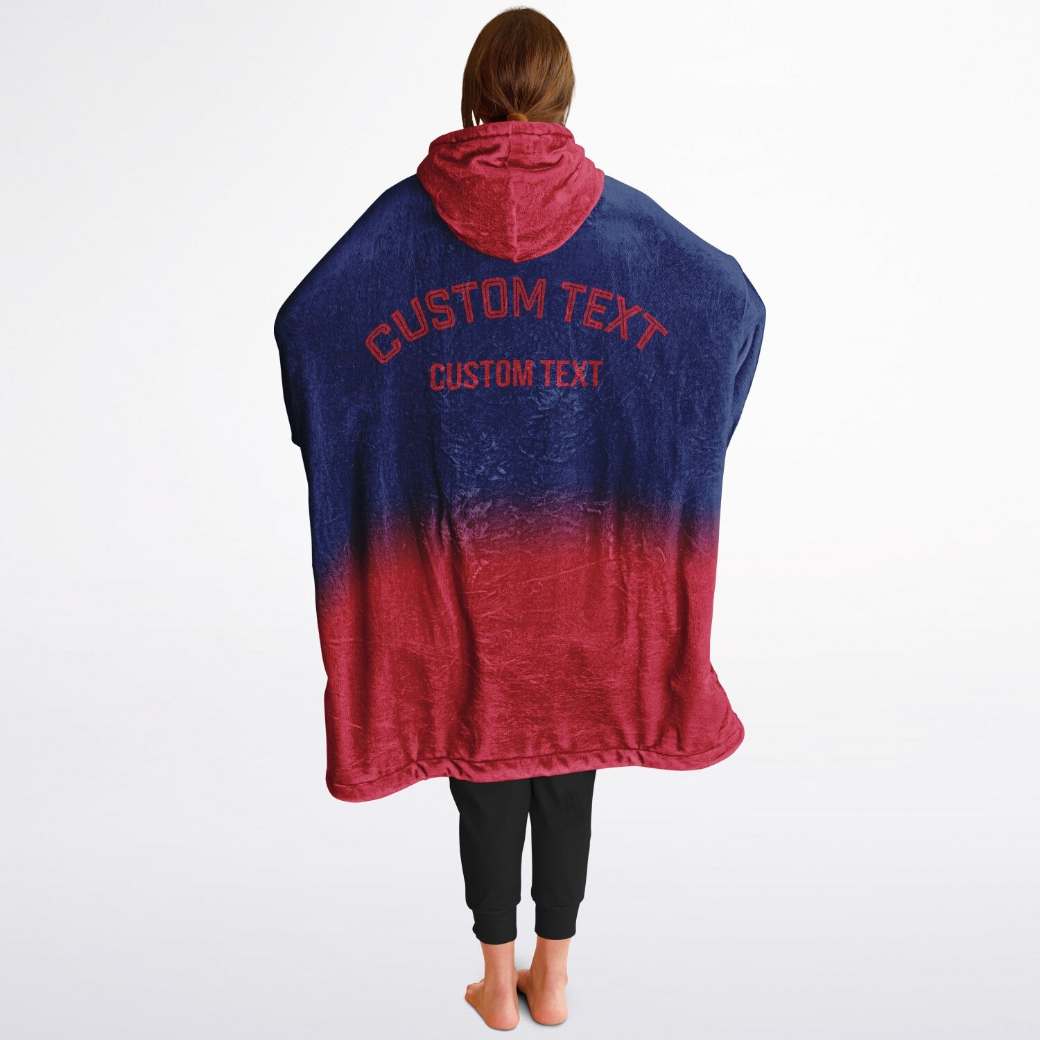 Dark blue and red reversible snug hoodie with soft interior lining and casual everyday style for football fans.