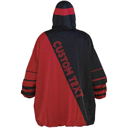 Deep steel blue and red reversible snug hoodie with soft interior lining and casual everyday style for football fans.