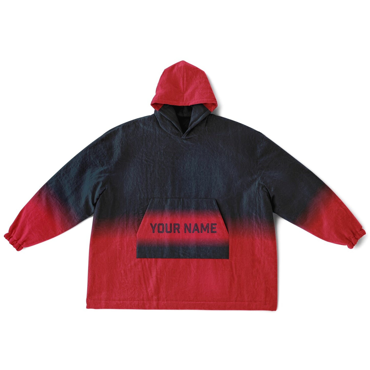 Deep steel blue and red reversible snug hoodie with soft interior lining and casual everyday style for football fans.