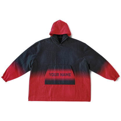 Deep steel blue and red reversible snug hoodie with soft interior lining and casual everyday style for football fans.