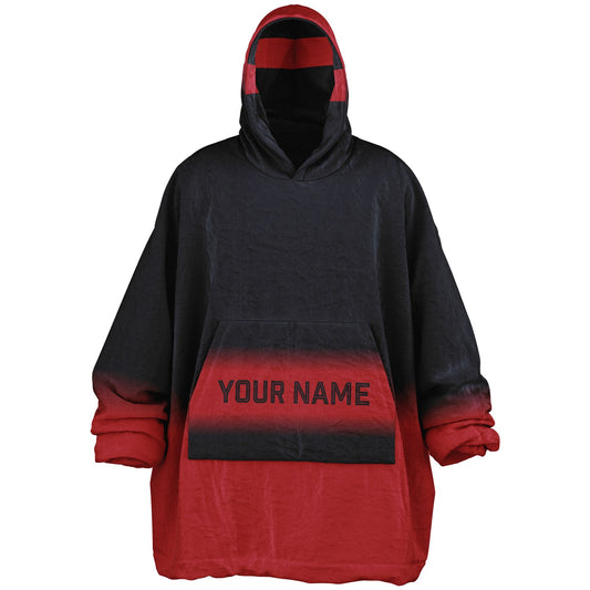 Deep steel blue and red reversible snug hoodie with soft interior lining and casual everyday style for football fans.