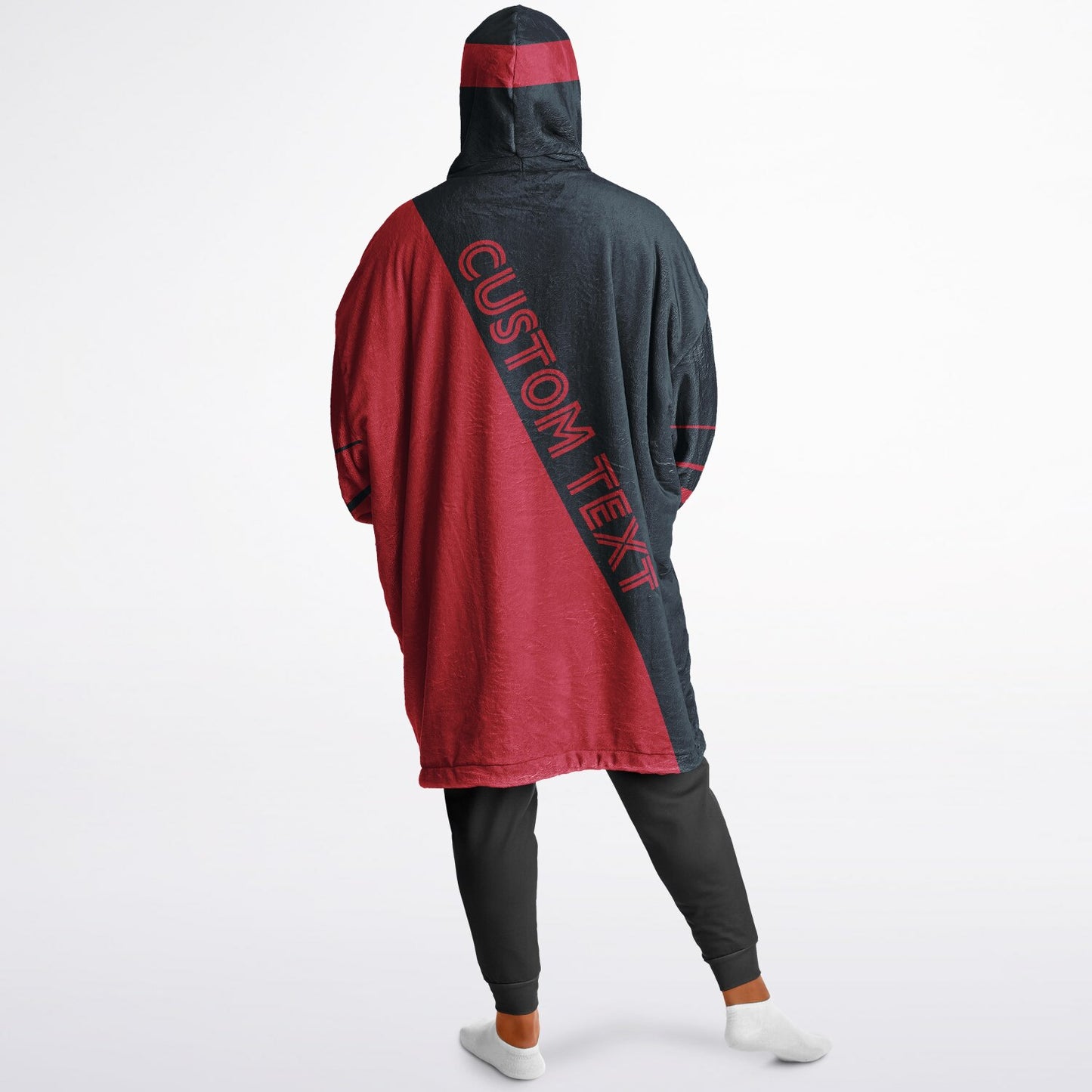 Deep steel blue and red reversible snug hoodie with soft interior lining and casual everyday style for football fans.