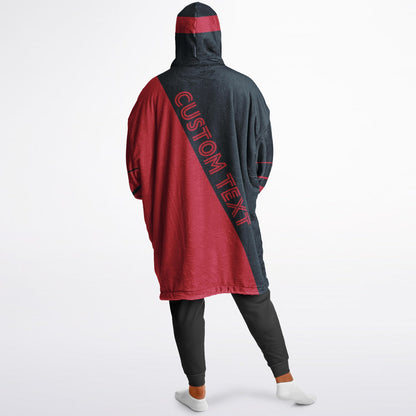 Deep steel blue and red reversible snug hoodie with soft interior lining and casual everyday style for football fans.