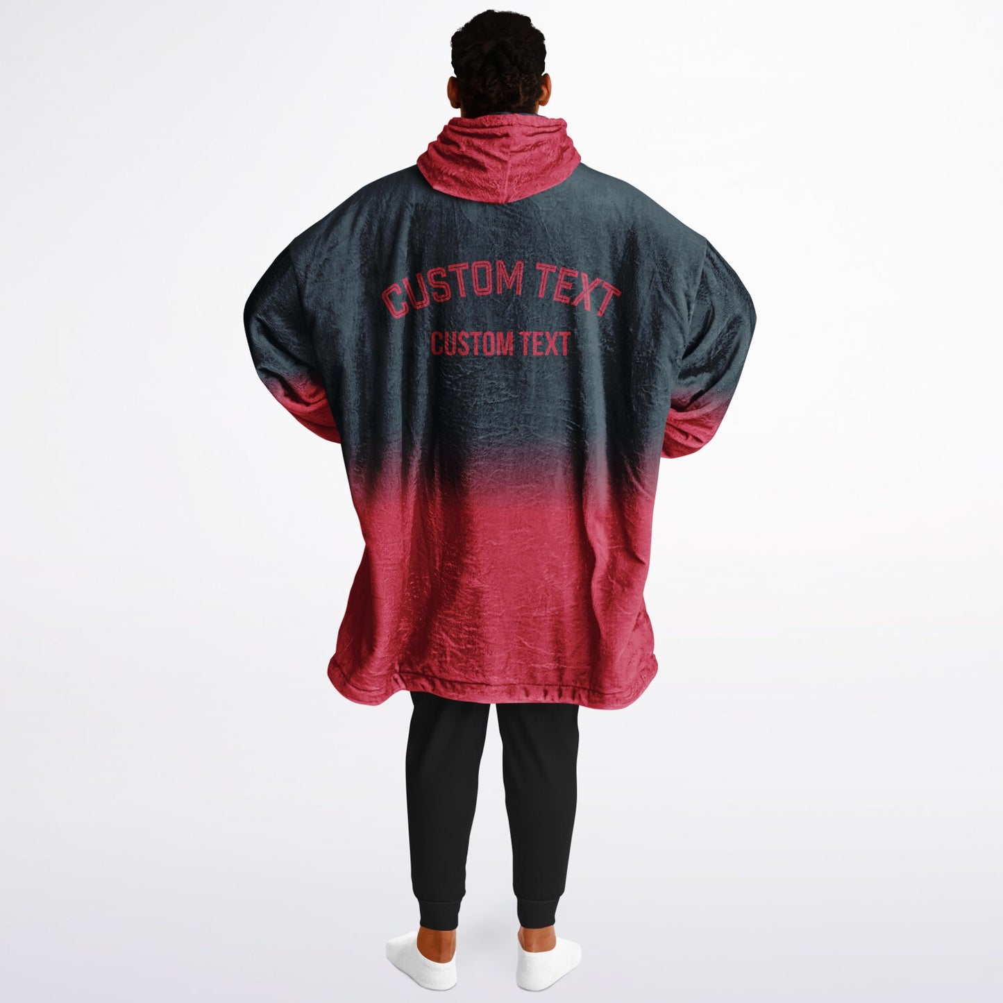 Deep steel blue and red reversible snug hoodie with soft interior lining and casual everyday style for football fans.