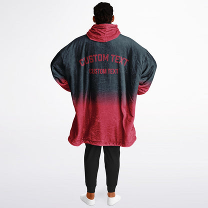 Deep steel blue and red reversible snug hoodie with soft interior lining and casual everyday style for football fans.