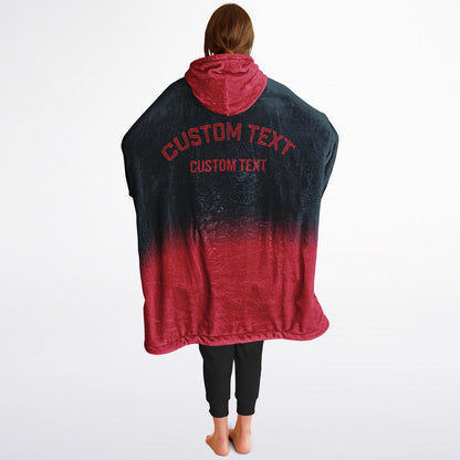 Deep steel blue and red reversible snug hoodie with soft interior lining and casual everyday style for football fans.
