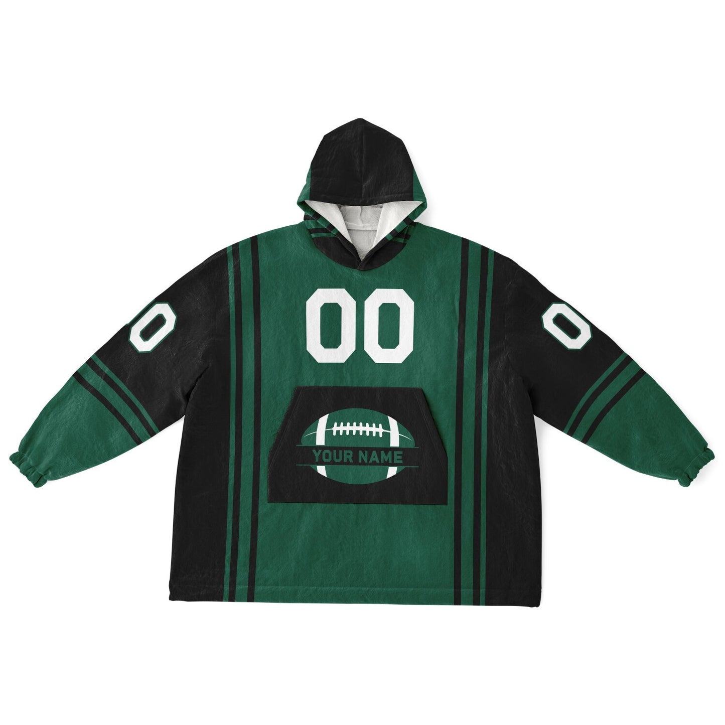Green and black bold snug hoodie with modern color-block design and soft loungewear fit.