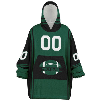 Green and black bold snug hoodie with modern color-block design and soft loungewear fit.