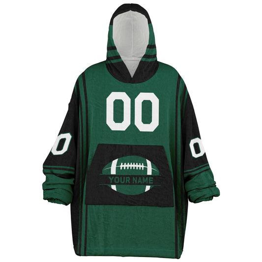 Green and black bold snug hoodie with modern color-block design and soft loungewear fit.