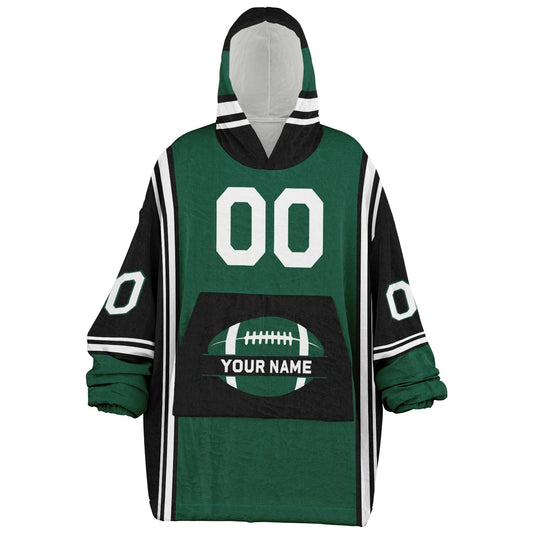 Green, black, and white bold snug hoodie with triple color blocking and a sporty aesthetic.