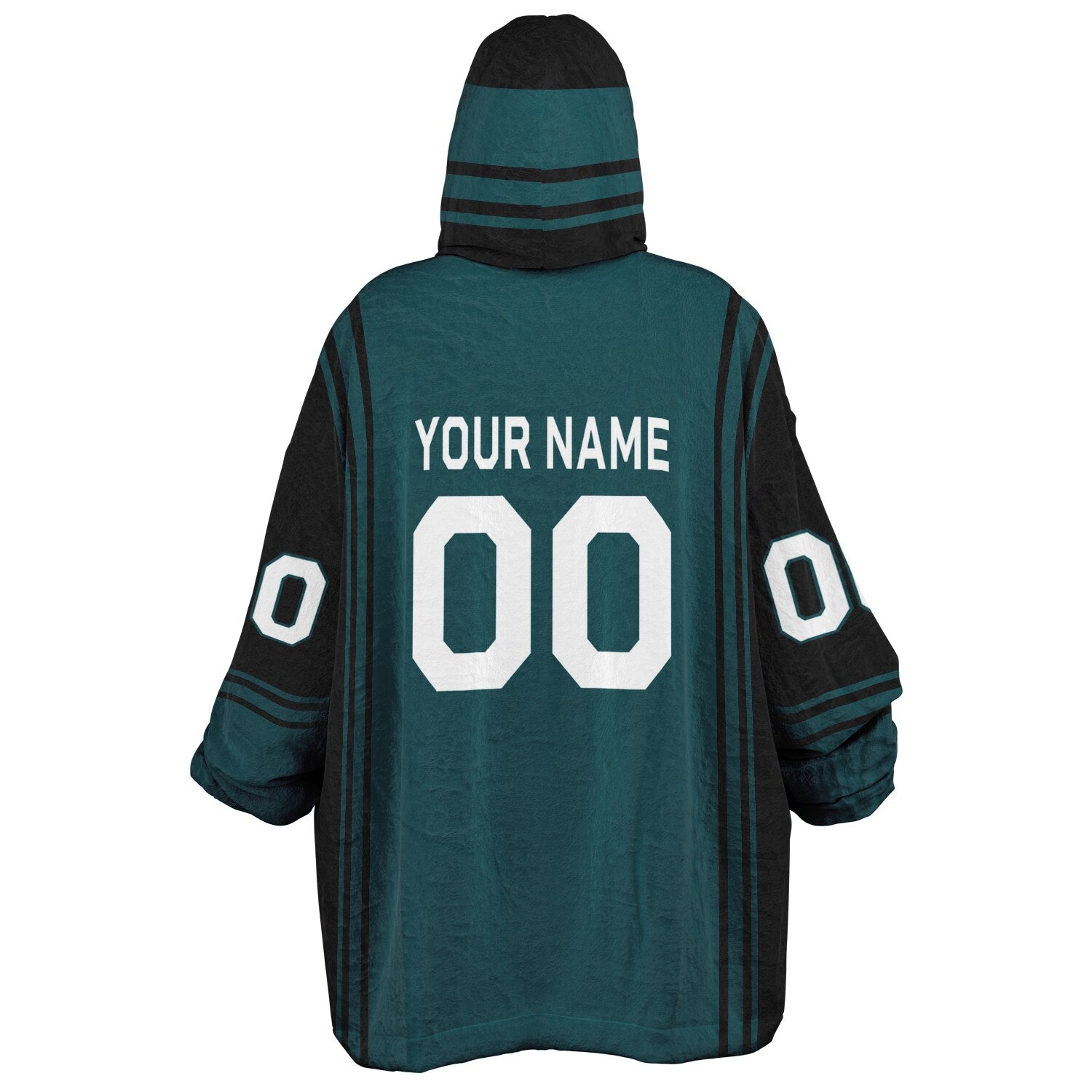 Midnight green and black bold snug hoodie with modern color-block design and soft loungewear fit.