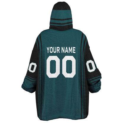Midnight green and black bold snug hoodie with modern color-block design and soft loungewear fit.
