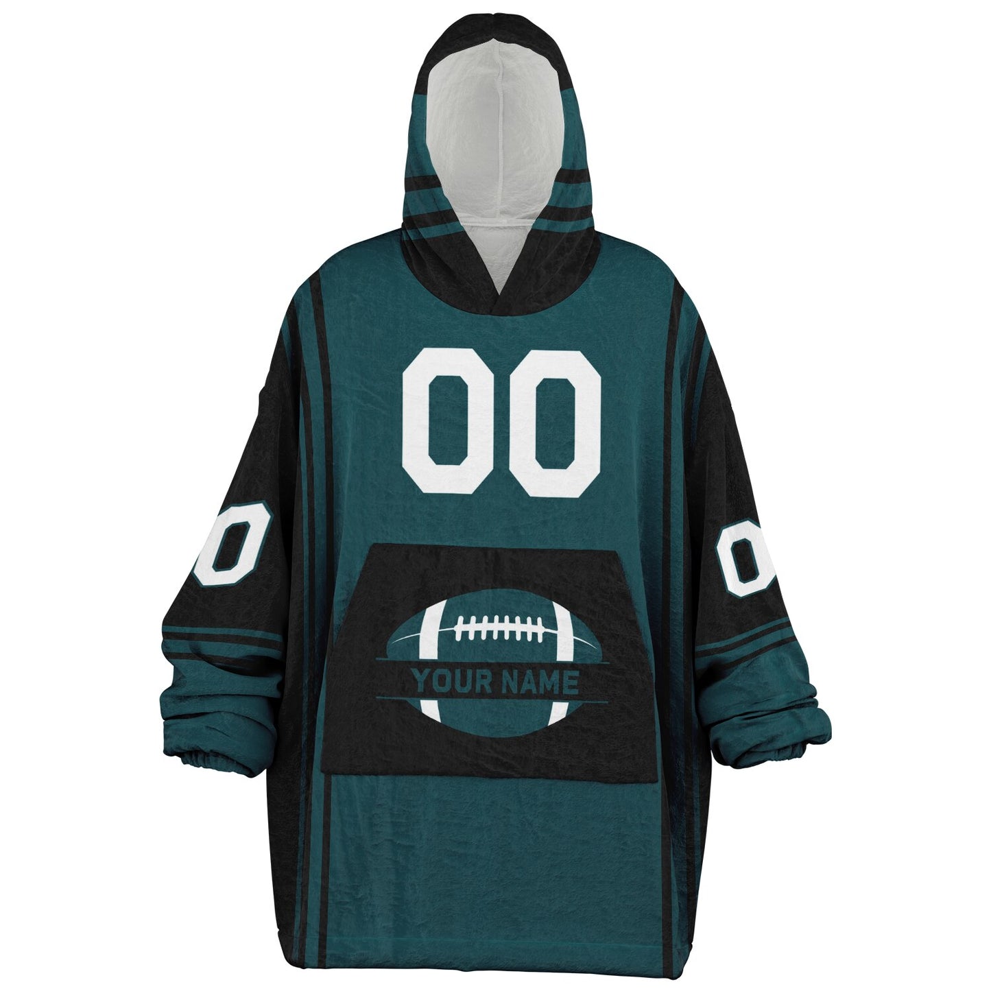 Midnight green and black bold snug hoodie with modern color-block design and soft loungewear fit.