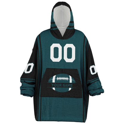 Midnight green and black bold snug hoodie with modern color-block design and soft loungewear fit.