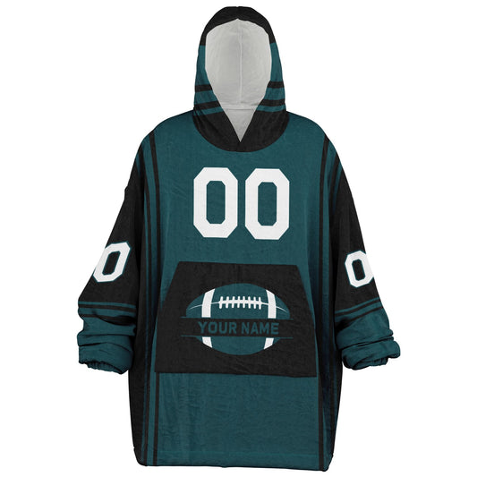 Midnight green and black bold snug hoodie with modern color-block design and soft loungewear fit.