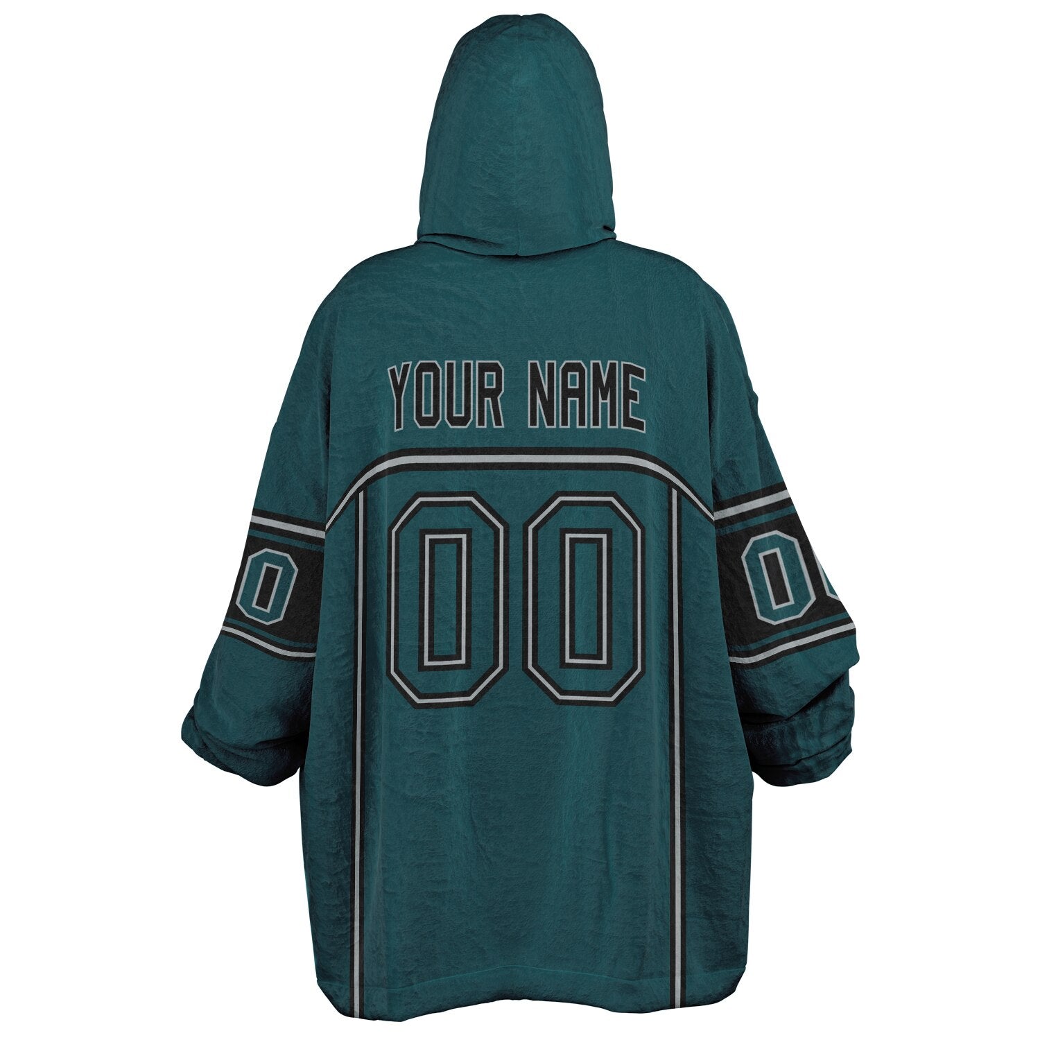 Midnight green, black, and silver lineup snug hoodie with clean line work and subtle jersey influence.