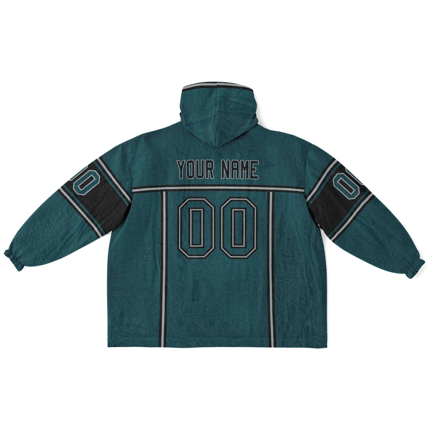Midnight green, black, and silver lineup snug hoodie with clean line work and subtle jersey influence.