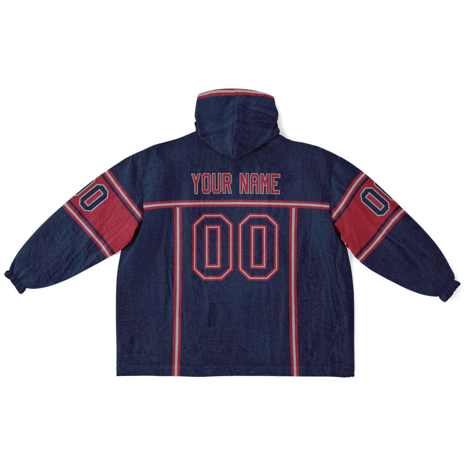 Nautical blue, red, and white lineup snug hoodie with clean line work and subtle jersey influence.