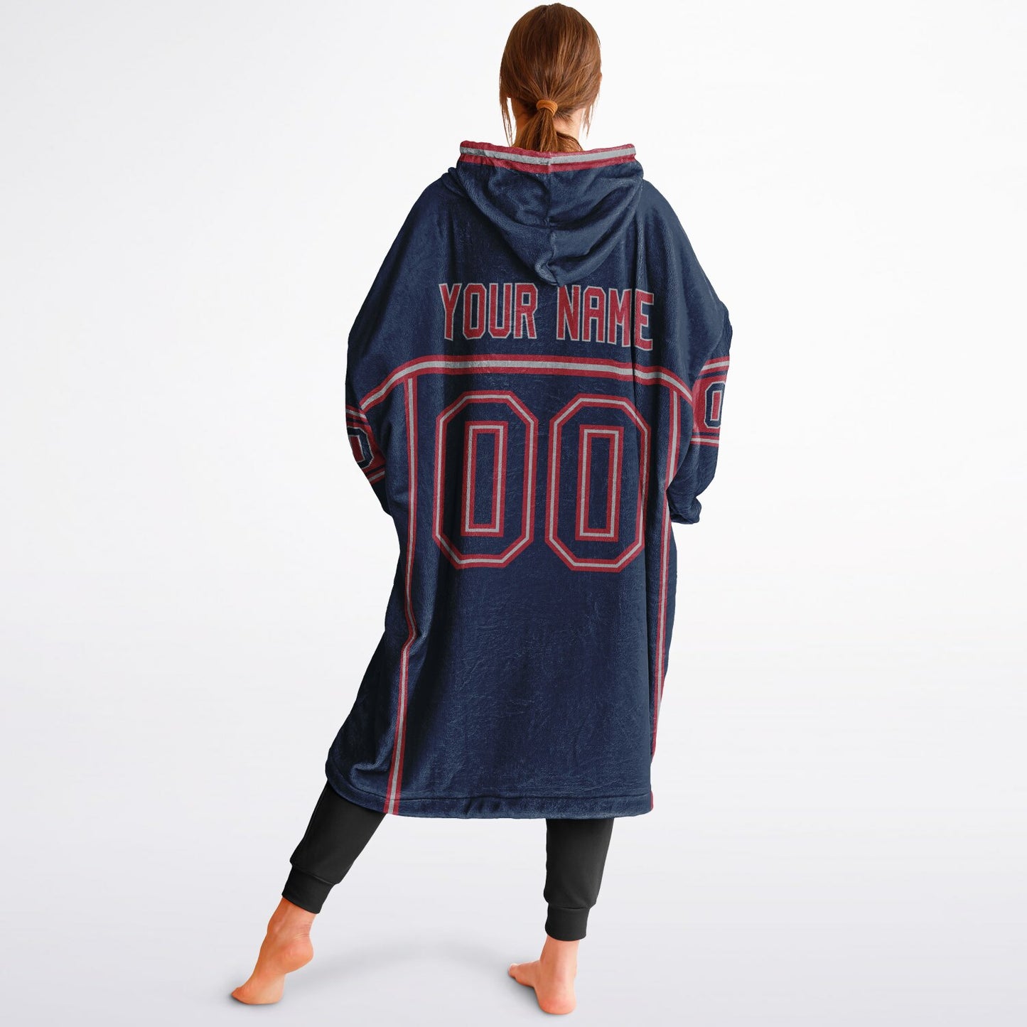 Nautical blue, red, and white lineup snug hoodie with clean line work and subtle jersey influence.