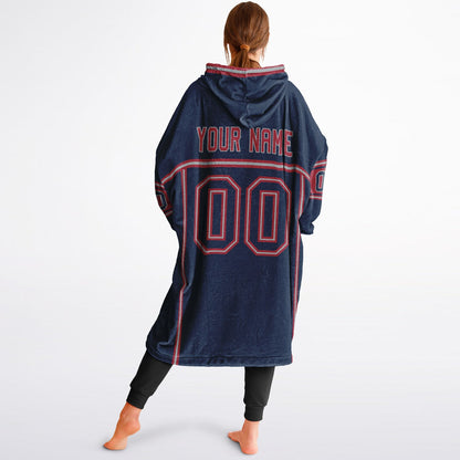 Nautical blue, red, and white lineup snug hoodie with clean line work and subtle jersey influence.