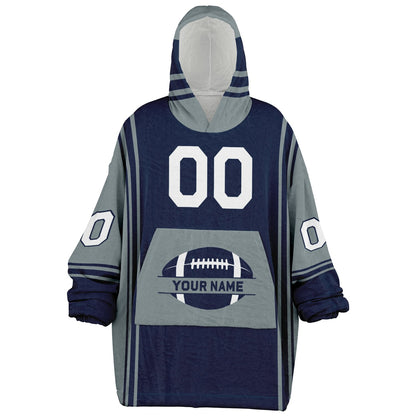 Navy and silver bold snug hoodie with modern color-block design and soft loungewear fit.